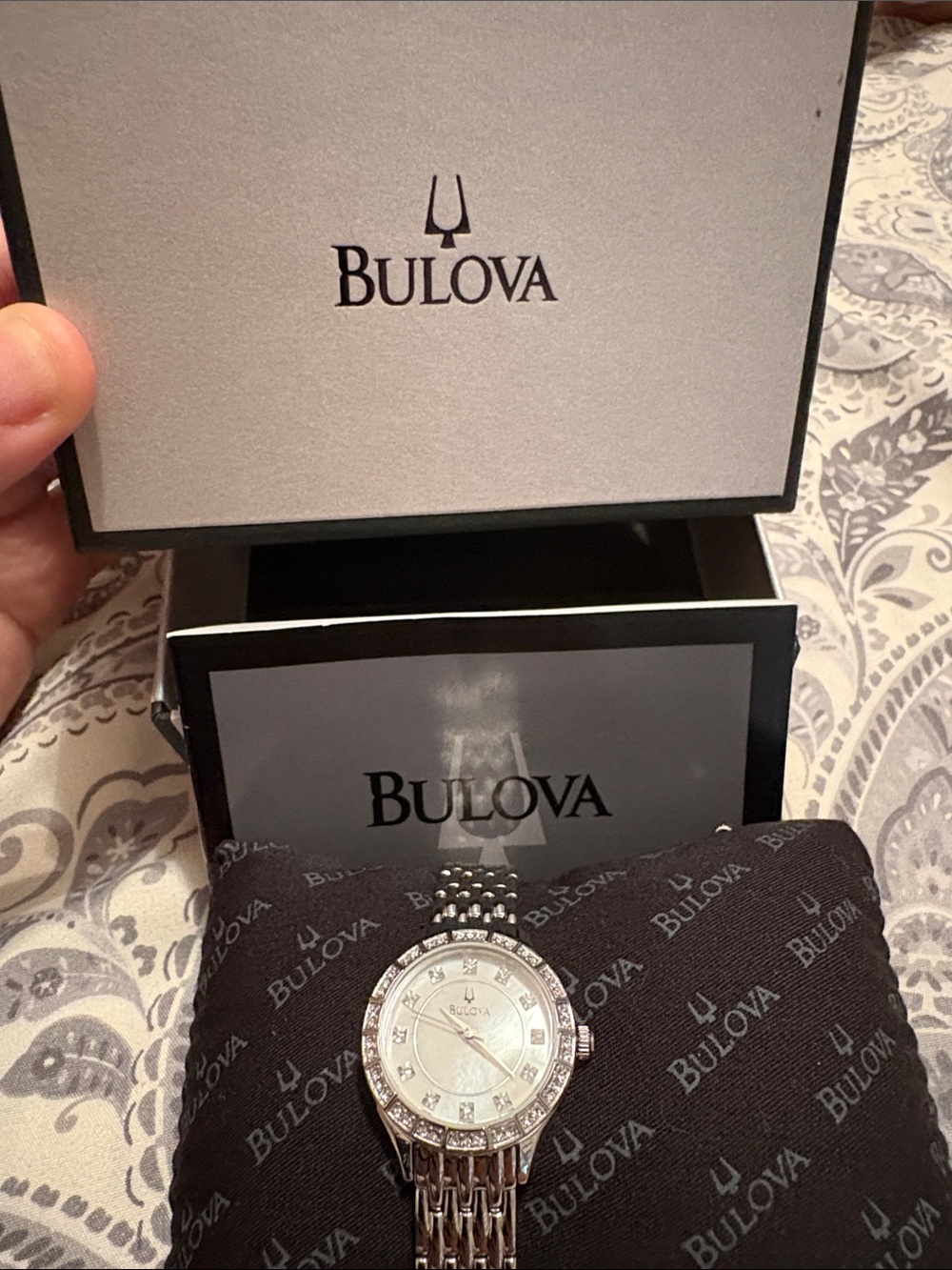 Bulova Silver and White Women's Crystal Dial Watch